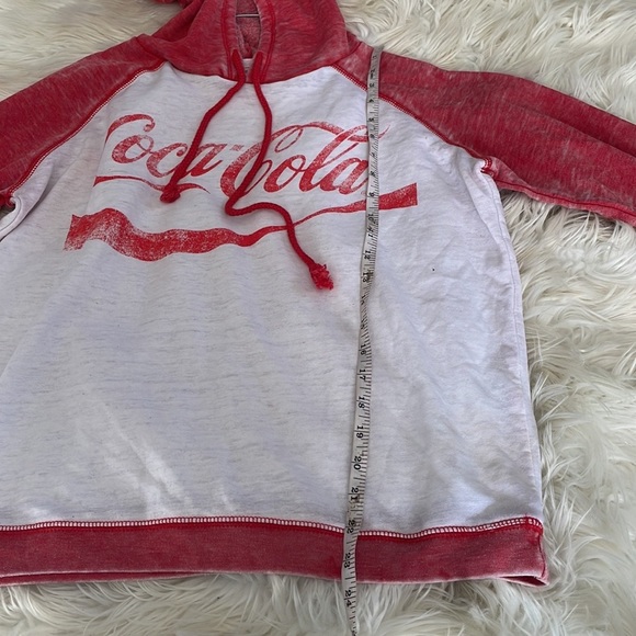 Coca Cola red white drawstring lightweight hooded sweatshirt hoodie shirt top L - Picture 12 of 16